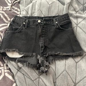 Black Denim Wrangler Shorts